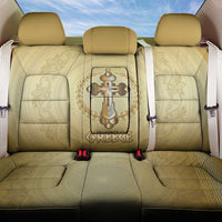 Greece Orthodox Cross Back Car Seat Cover Ancient Greek Key Gold Heritage