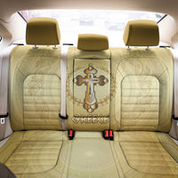 Greece Orthodox Cross Back Car Seat Cover Ancient Greek Key Gold Heritage