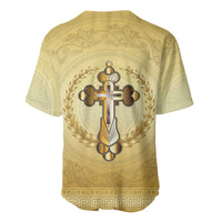 Greece Orthodox Cross Baseball Jersey Ancient Greek Key Gold Heritage