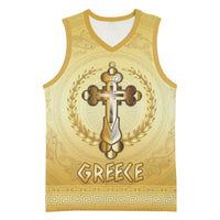 Greece Orthodox Cross Basketball Jersey Ancient Greek Key Gold Heritage