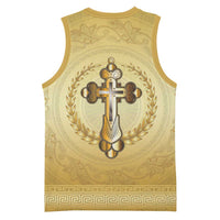 Greece Orthodox Cross Basketball Jersey Ancient Greek Key Gold Heritage