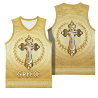 Greece Orthodox Cross Basketball Jersey Ancient Greek Key Gold Heritage