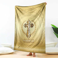 Greece Orthodox Cross Blanket Ancient Greek Key Gold Heritage