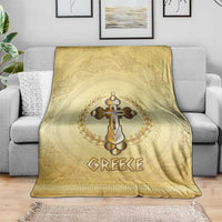 Greece Orthodox Cross Blanket Ancient Greek Key Gold Heritage