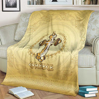 Greece Orthodox Cross Blanket Ancient Greek Key Gold Heritage