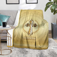 Greece Orthodox Cross Blanket Ancient Greek Key Gold Heritage