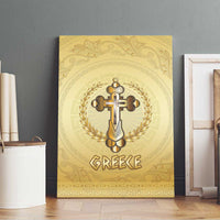 Greece Orthodox Cross Canvas Wall Art Ancient Greek Key Gold Heritage