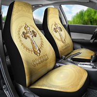 Greece Orthodox Cross Car Seat Cover Ancient Greek Key Gold Heritage