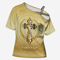Greece Orthodox Cross Cross Shoulder Shirt Ancient Greek Key Gold Heritage