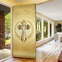 Greece Orthodox Cross Door Cover Ancient Greek Key Gold Heritage