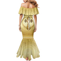 Greece Orthodox Cross Family Matching Mermaid Dress and Hawaiian Shirt Ancient Greek Key Gold Heritage