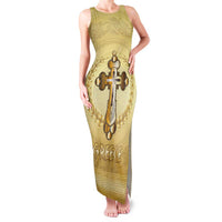 Greece Orthodox Cross Family Matching Tank Maxi Dress and Hawaiian Shirt Ancient Greek Key Gold Heritage