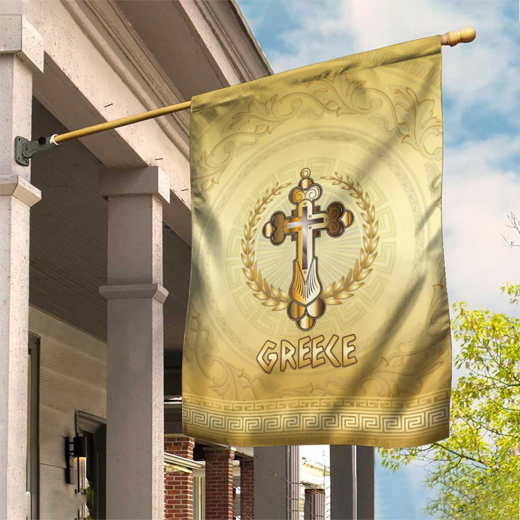 Greece Orthodox Cross Garden Flag Ancient Greek Key Gold Heritage