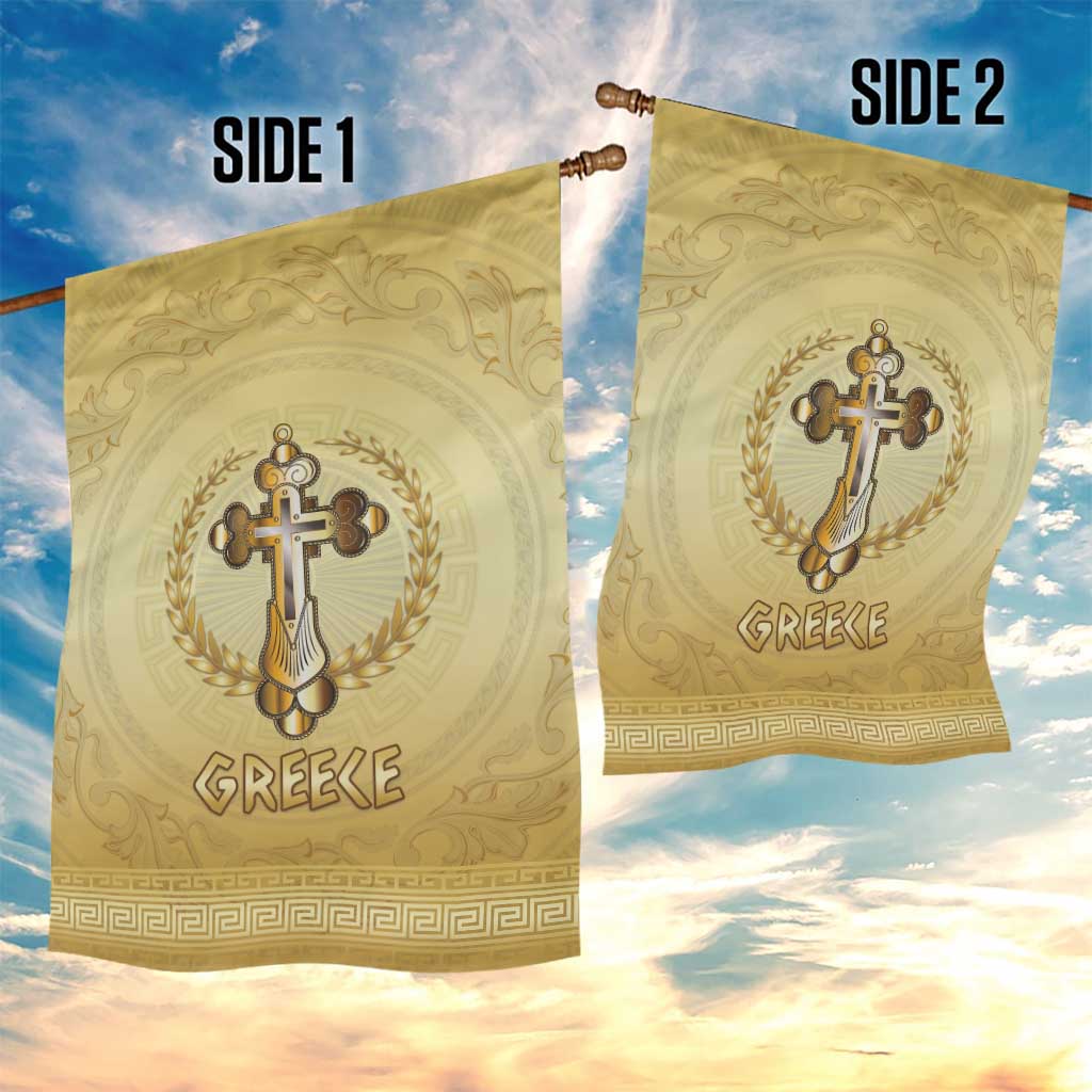 Greece Orthodox Cross Garden Flag Ancient Greek Key Gold Heritage
