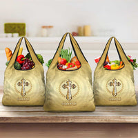 Greece Orthodox Cross Grocery Bag Ancient Greek Key Gold Heritage