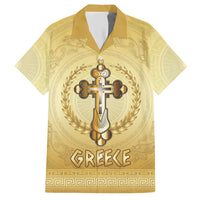 Greece Orthodox Cross Hawaiian Shirt Ancient Greek Key Gold Heritage