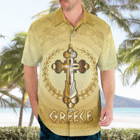 Greece Orthodox Cross Hawaiian Shirt Ancient Greek Key Gold Heritage