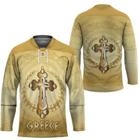 Greece Orthodox Cross Hockey Jersey Ancient Greek Key Gold Heritage