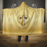 Greece Orthodox Cross Hooded Blanket Ancient Greek Key Gold Heritage