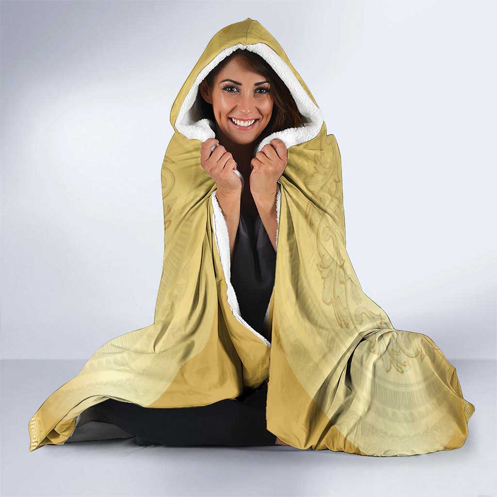 Greece Orthodox Cross Hooded Blanket Ancient Greek Key Gold Heritage