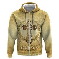 Greece Orthodox Cross Hoodie Ancient Greek Key Gold Heritage