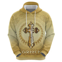 Greece Orthodox Cross Hoodie Ancient Greek Key Gold Heritage