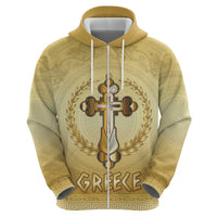 Greece Orthodox Cross Hoodie Ancient Greek Key Gold Heritage