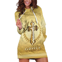 Greece Orthodox Cross Hoodie Dress Ancient Greek Key Gold Heritage