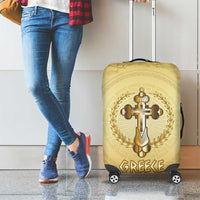 Greece Orthodox Cross Luggage Cover Ancient Greek Key Gold Heritage