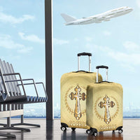 Greece Orthodox Cross Luggage Cover Ancient Greek Key Gold Heritage