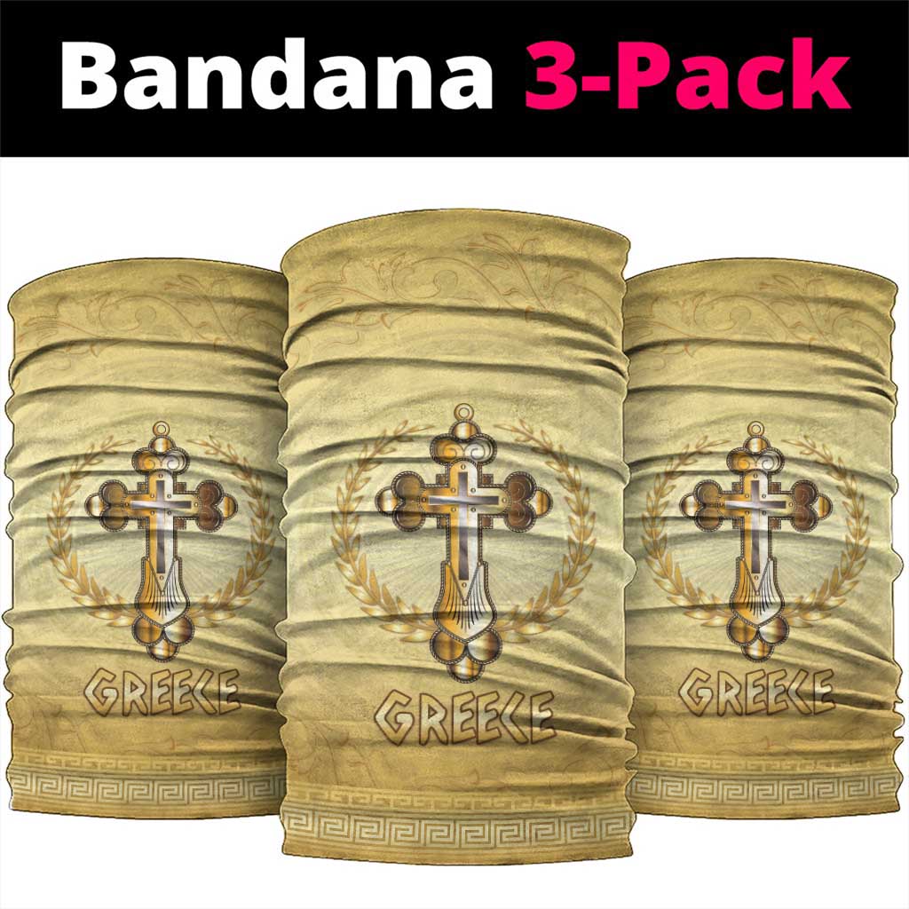 Greece Orthodox Cross Neck Gaiter Ancient Greek Key Gold Heritage