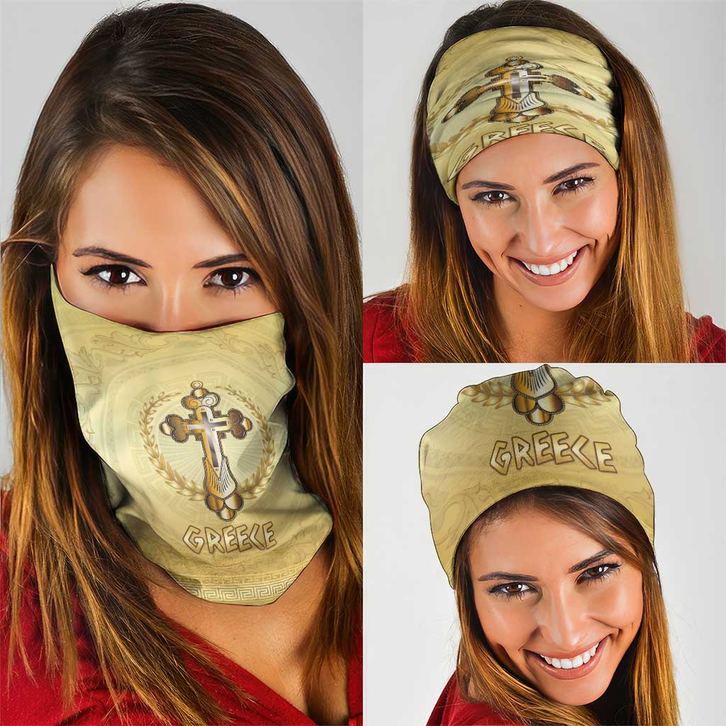 Greece Orthodox Cross Neck Gaiter Ancient Greek Key Gold Heritage
