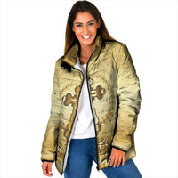Greece Orthodox Cross Padded Jacket Ancient Greek Key Gold Heritage