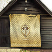 Greece Orthodox Cross Quilt Ancient Greek Key Gold Heritage