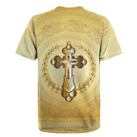 Greece Orthodox Cross Rugby Jersey Ancient Greek Key Gold Heritage