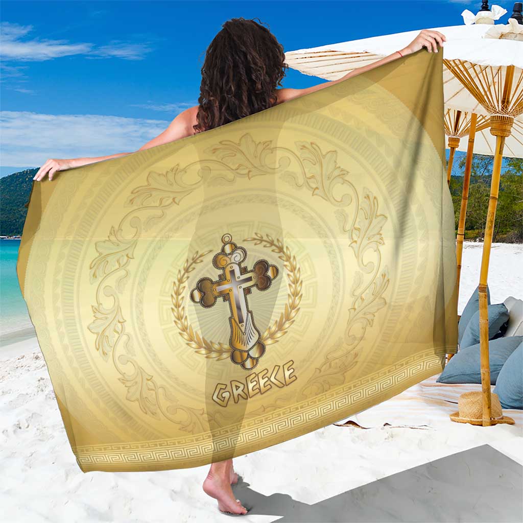 Greece Orthodox Cross Sarong Ancient Greek Key Gold Heritage
