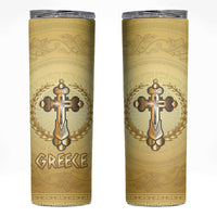 Greece Orthodox Cross Skinny Tumbler Ancient Greek Key Gold Heritage