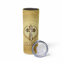 Greece Orthodox Cross Skinny Tumbler Ancient Greek Key Gold Heritage