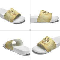 Greece Orthodox Cross Slide Sandals Ancient Greek Key Gold Heritage