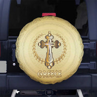 Greece Orthodox Cross Spare Tire Cover Ancient Greek Key Gold Heritage