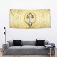 Greece Orthodox Cross Tapestry Ancient Greek Key Gold Heritage