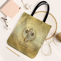 Greece Orthodox Cross Tote Bag Ancient Greek Key Gold Heritage