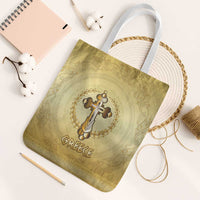 Greece Orthodox Cross Tote Bag Ancient Greek Key Gold Heritage
