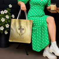 Greece Orthodox Cross Tote Bag Ancient Greek Key Gold Heritage