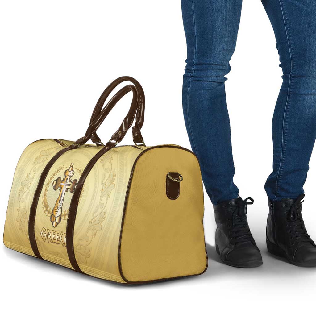 Greece Orthodox Cross Travel Bag Ancient Greek Key Gold Heritage