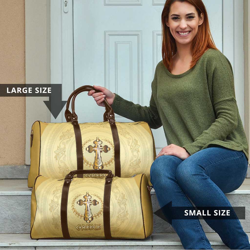 Greece Orthodox Cross Travel Bag Ancient Greek Key Gold Heritage