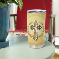 Greece Orthodox Cross Tumbler Cup Ancient Greek Key Gold Heritage