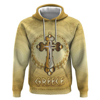 Greece Orthodox Cross Zip Hoodie Ancient Greek Key Gold Heritage