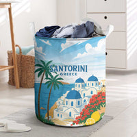 Greece Santorini Laundry Basket Greek Island Blue Dome Architecture Art