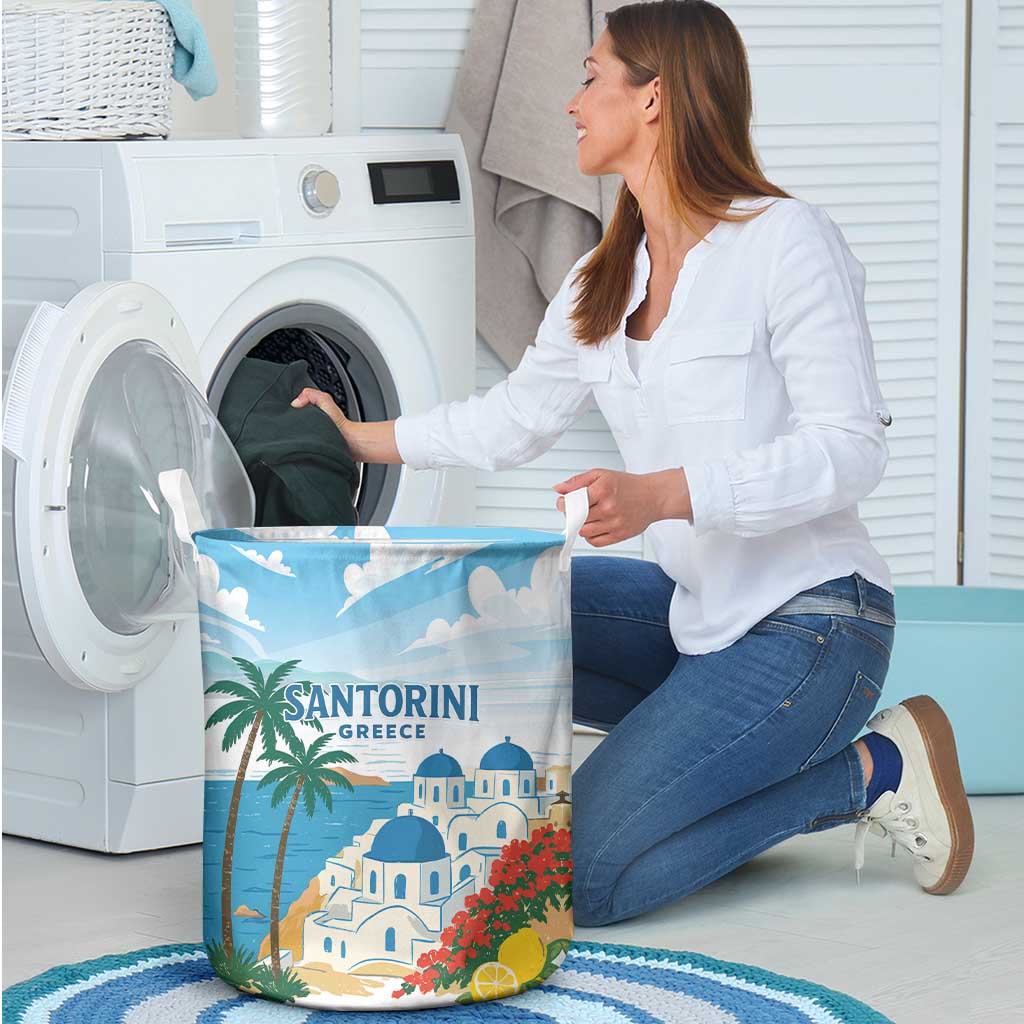 Greece Santorini Laundry Basket Greek Island Blue Dome Architecture Art